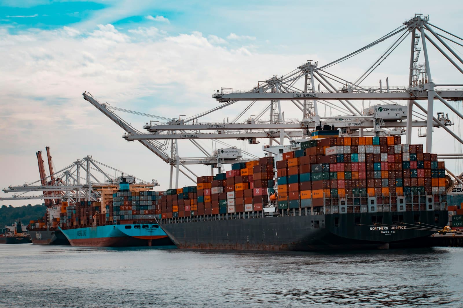 Container vessel at sea, representing sea freight and multimodal transport.